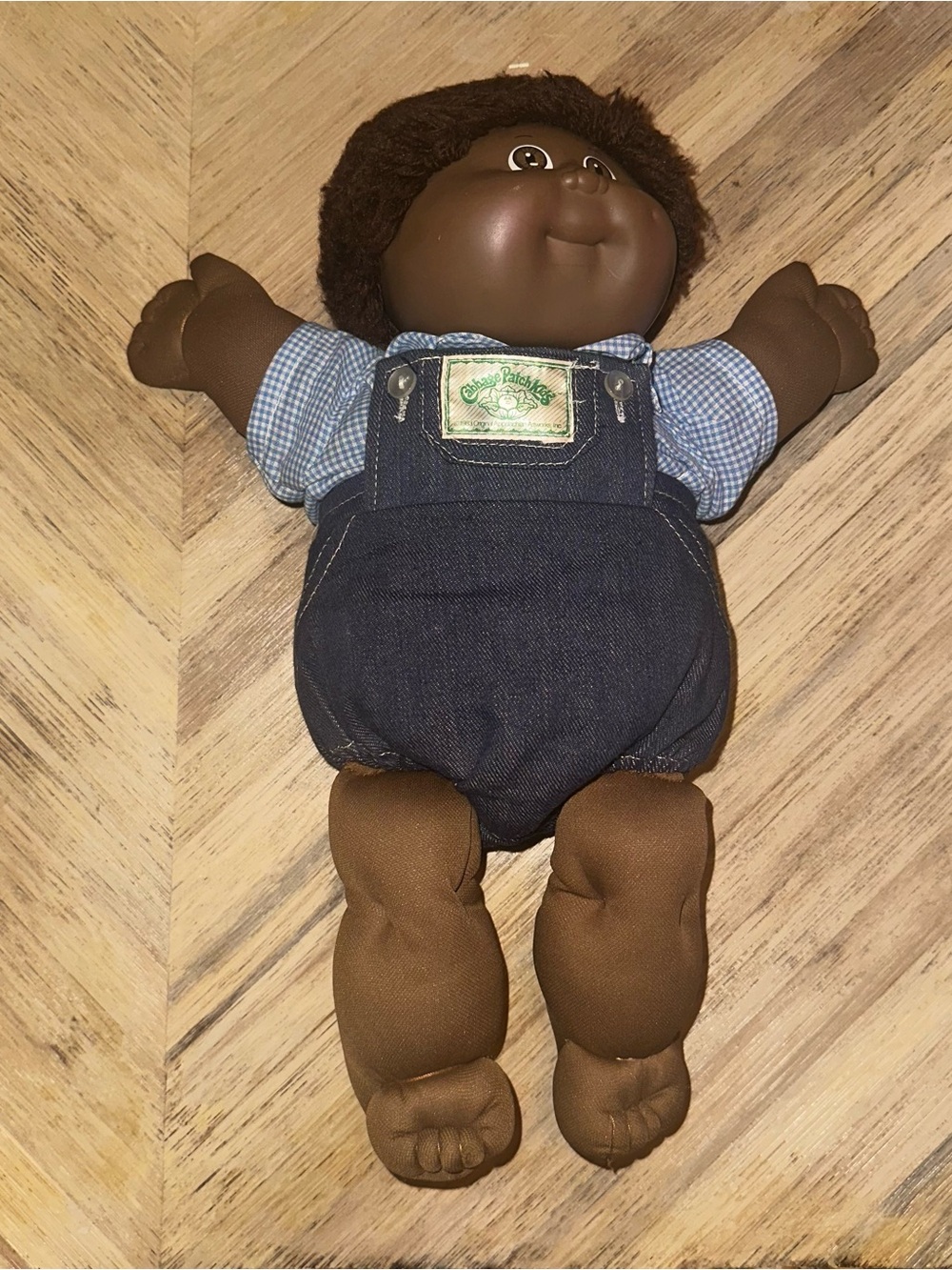 Vintage Cabbage Patch Kid African American with Overalls Doll
